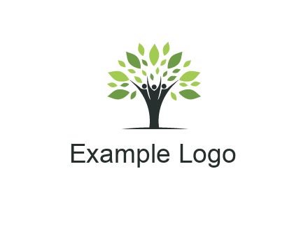 people icon with leaves forming tree