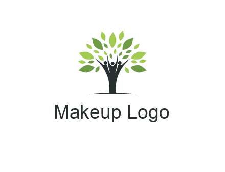 people icon with leaves forming tree