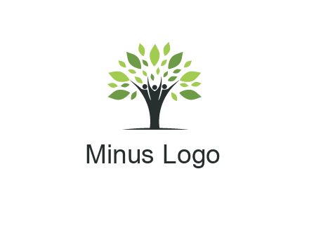 people icon with leaves forming tree