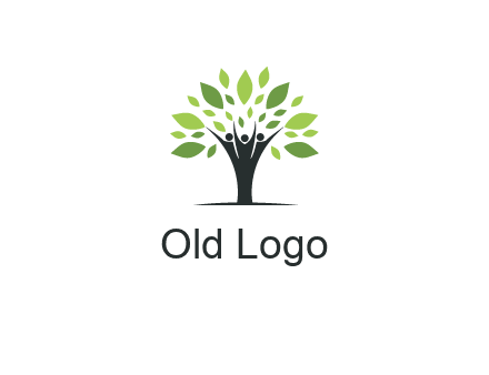 people icon with leaves forming tree