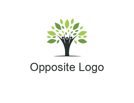 people icon with leaves forming tree