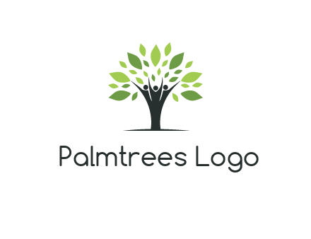 people icon with leaves forming tree