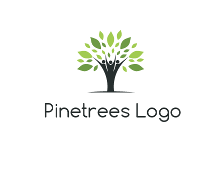 people icon with leaves forming tree