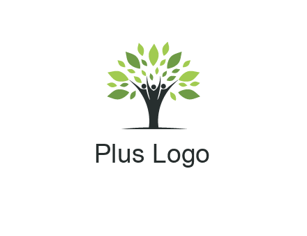 people icon with leaves forming tree
