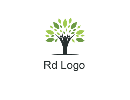 people icon with leaves forming tree