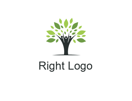 people icon with leaves forming tree