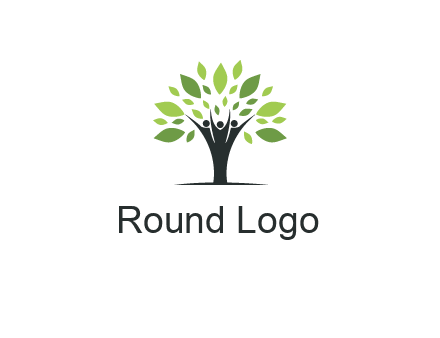 people icon with leaves forming tree