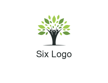 people icon with leaves forming tree