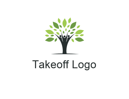 people icon with leaves forming tree