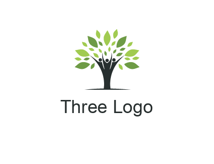people icon with leaves forming tree