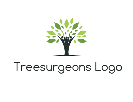 people icon with leaves forming tree