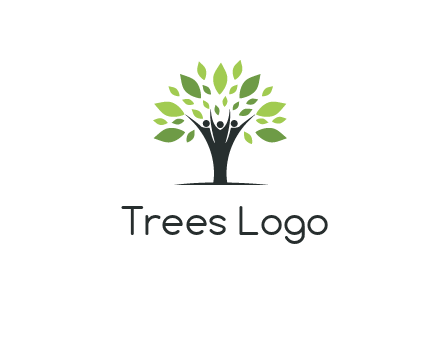 people icon with leaves forming tree
