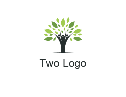 people icon with leaves forming tree