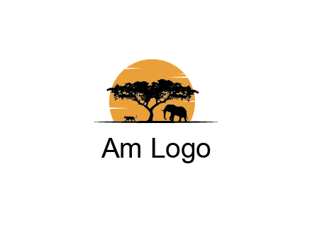sun behind elephants and tree