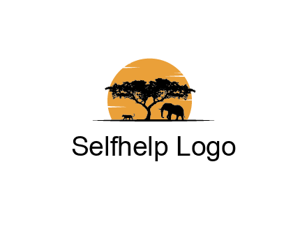 sun behind elephants and tree