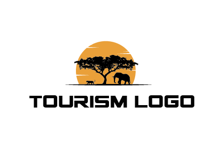 sun behind elephants and tree