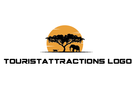 sun behind elephants and tree