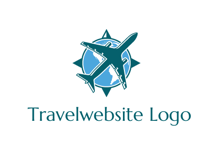globe with star behind aeroplane