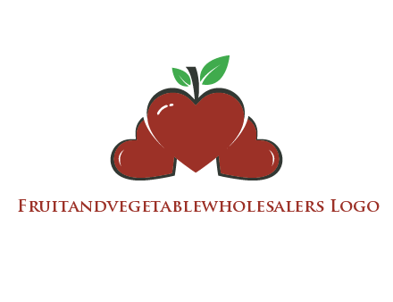 hearts behind apple shaped like heart