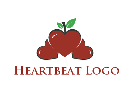 hearts behind apple shaped like heart