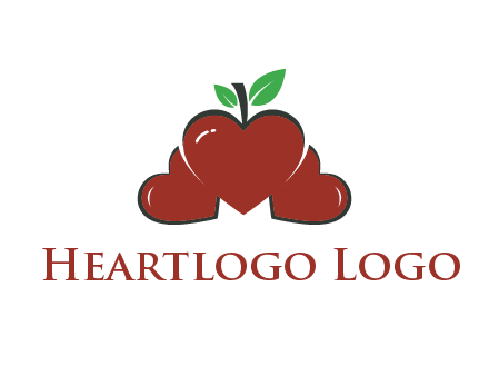 hearts behind apple shaped like heart