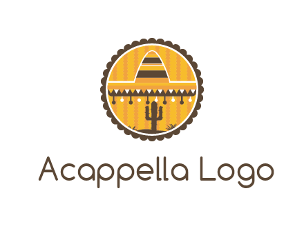 Mexican hat with cactus in circle