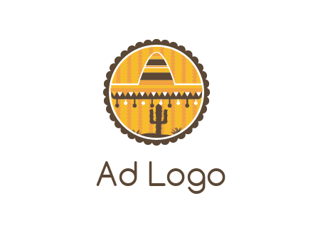 Mexican hat with cactus in circle