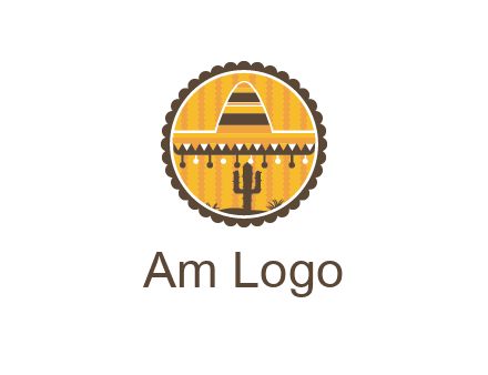 Mexican hat with cactus in circle