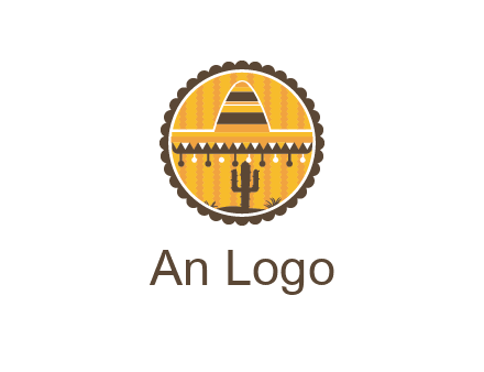 Mexican hat with cactus in circle