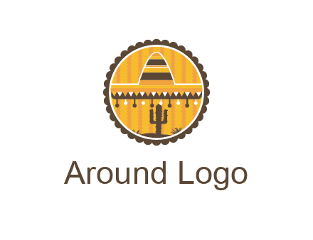 Mexican hat with cactus in circle
