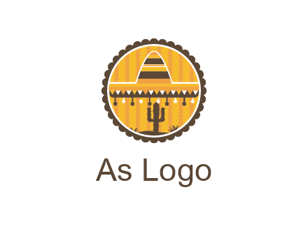 Mexican hat with cactus in circle