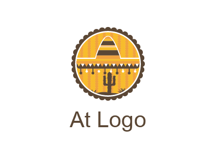 Mexican hat with cactus in circle