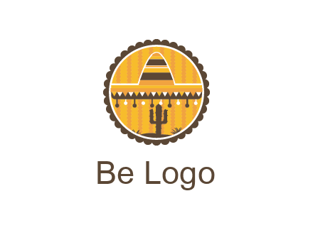 Mexican hat with cactus in circle
