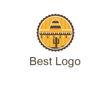 Mexican hat with cactus in circle