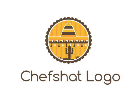 Mexican hat with cactus in circle