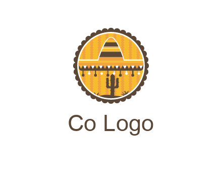 Mexican hat with cactus in circle