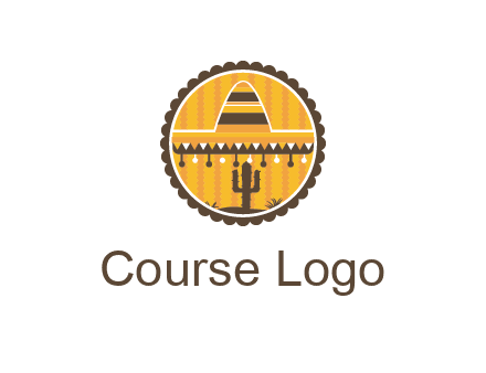 Mexican hat with cactus in circle