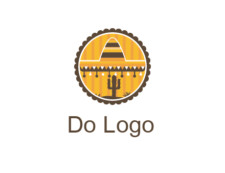 Mexican hat with cactus in circle