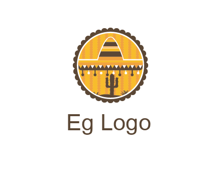 Mexican hat with cactus in circle