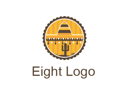 Mexican hat with cactus in circle