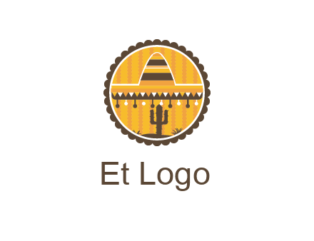 Mexican hat with cactus in circle