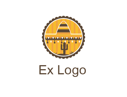 Mexican hat with cactus in circle