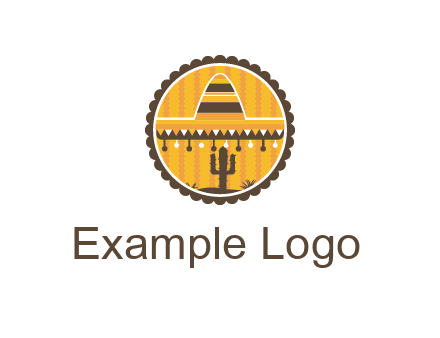 Mexican hat with cactus in circle