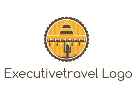 Mexican hat with cactus in circle