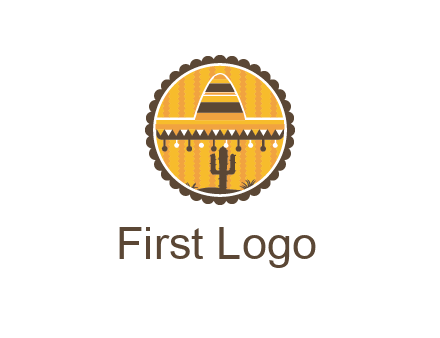 Mexican hat with cactus in circle
