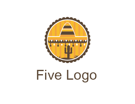 Mexican hat with cactus in circle