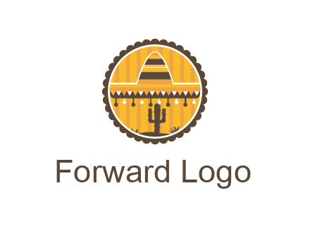 Mexican hat with cactus in circle