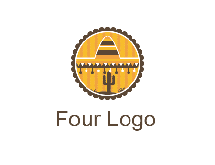 Mexican hat with cactus in circle