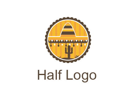 Mexican hat with cactus in circle