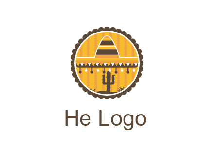 Mexican hat with cactus in circle